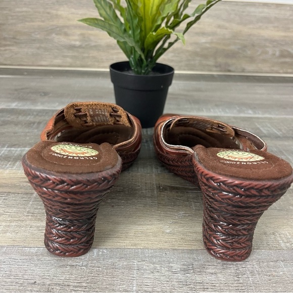 EARTH SPIRIT Gelron Birch Leather Brown Earthtone platform Sandal Slide Size 6.5 - Picture 7 of 11